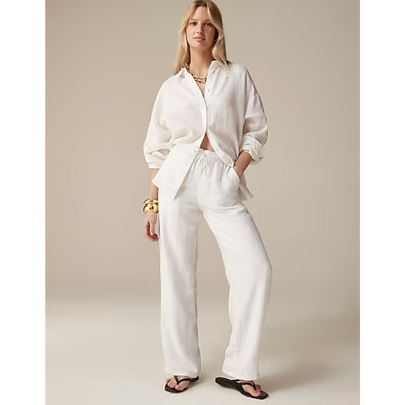 J. Crew Soleil Linen Pants S ST TS Tall NWT White BW527 J.Crew Travel Beach - Picture 2 of 7